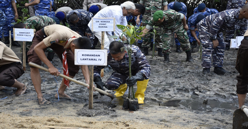 Danlantamal IV Batam Ikuti Puncak Penanaman Mangrove Serentak se-Indonesia