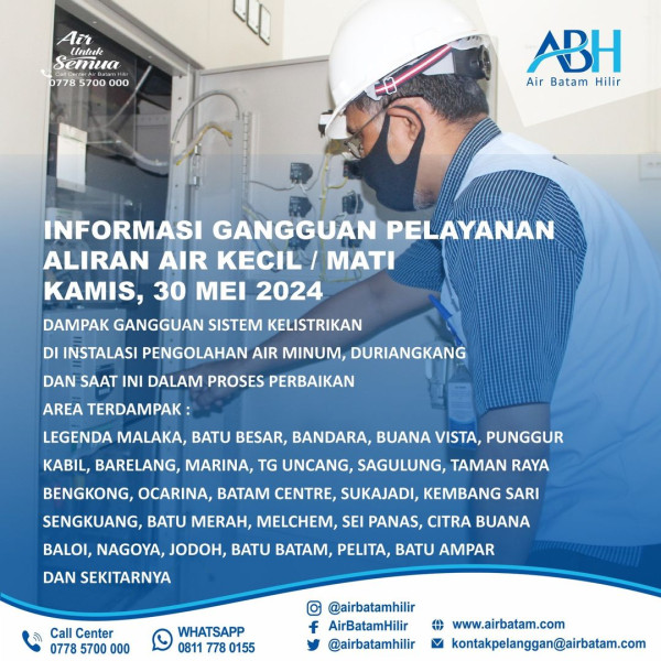 ABH Mengalami Gangguan Kelistrikan di Duriangkang, ini Daerah Yang Terdampak