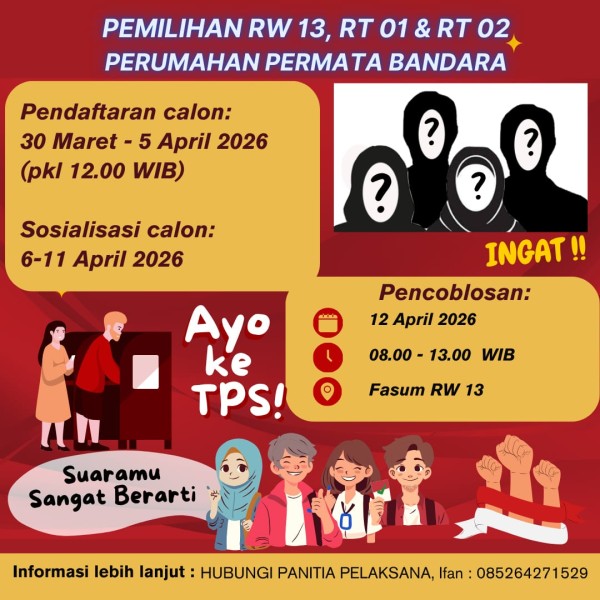 Jadwal Pemilihan RW 13 dan RT 01–02 Permata Bandara Ditetapkan, Warga Diminta Aktif Berpartisipasi
