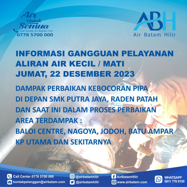 Pipa Air Bocor depan SMK Putra Jaya Raden Patah, Ini Area Terdampak