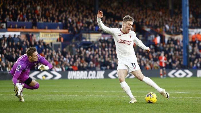 Luton Town Vs MU: Hojlund 2 Gol, Setan Merah Menang Tipis