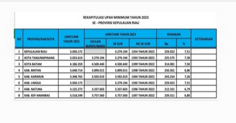 Gubernur Ansar Tetapkan UMK Kabupaten/Kota se-Kepri Sesuai Permenaker 18/2022