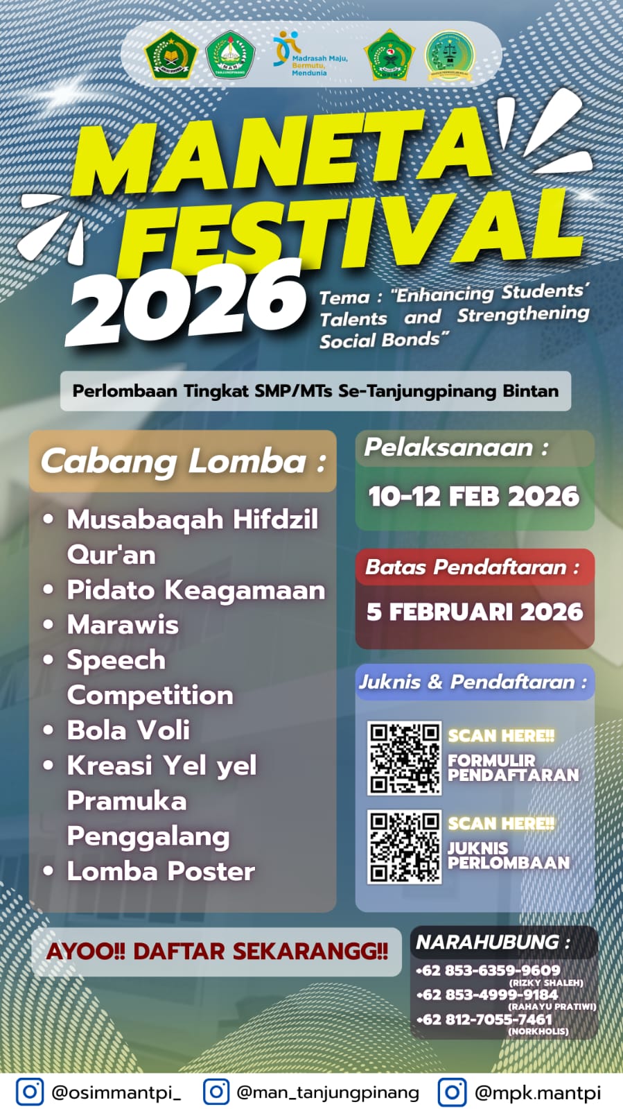 Maneta Festival 2026 Digelar Perdana, Ajang Pengembangan Bakat Pelajar Tanjungpinang–Bintan