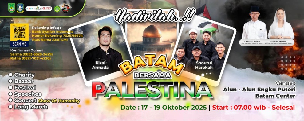 Batam Bersama Palestina Jilid 5: Ansar Ahmad dan Amsakar Achmad Siap Turun ke Jalan, 30 Ribu Massa Padati Engku Putri