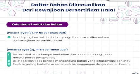 Ini Bahan yang Dikecualikan dari Kewajiban Bersertifikat Halal