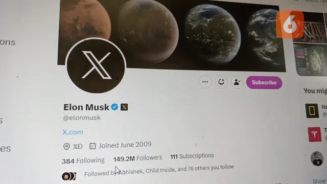 Elon Musk Ubah Foto Profil Twitter dengan Logo X, Begini Tampilannya