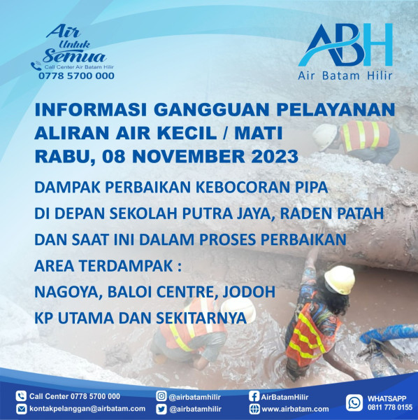 Pipa Air Bocor di Depan Sekolah Putra Jaya Raden Patah, Ini Area Terdampak