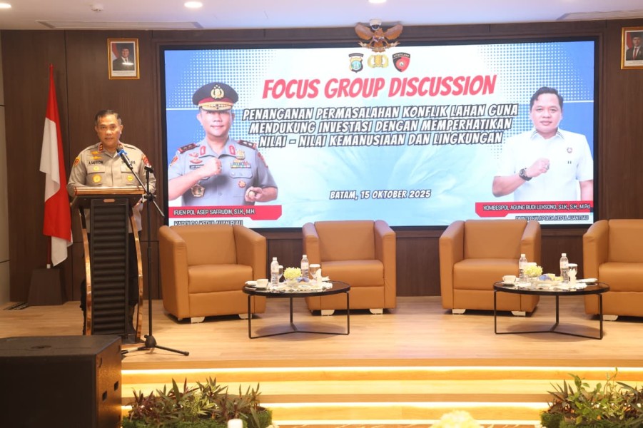 Polda Kepri Gelar FGD Bahas Solusi Konflik Lahan Demi Iklim Investasi yang Berkeadilan dan Berkelanjutan