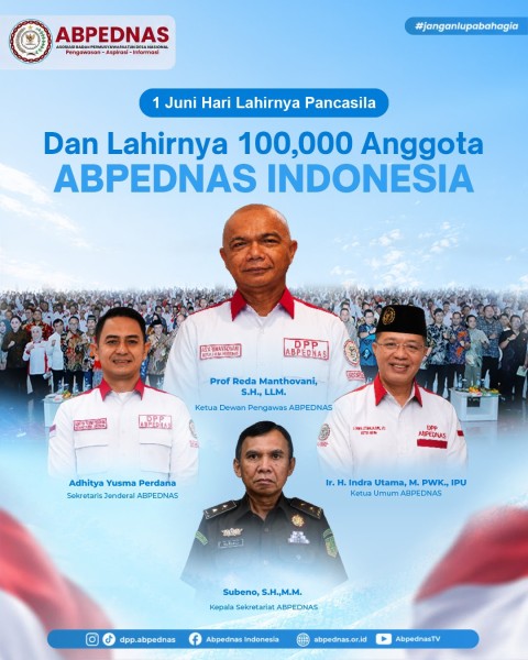 ABPEDNAS Catat Sejarah Baru, Raih 100 Ribu Anggota di Hari Lahir Pancasila